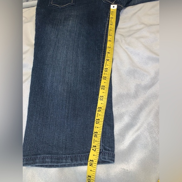 So Women's Blue Jeans low rise capri pants size 11 zig zag stitching vintage Y2K - Picture 3 of 6